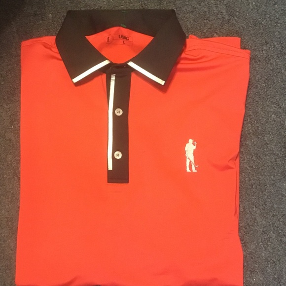 U.S. Polo Assn. Men's Red Polo Shirt with Black Collar - Picture 1 of 5